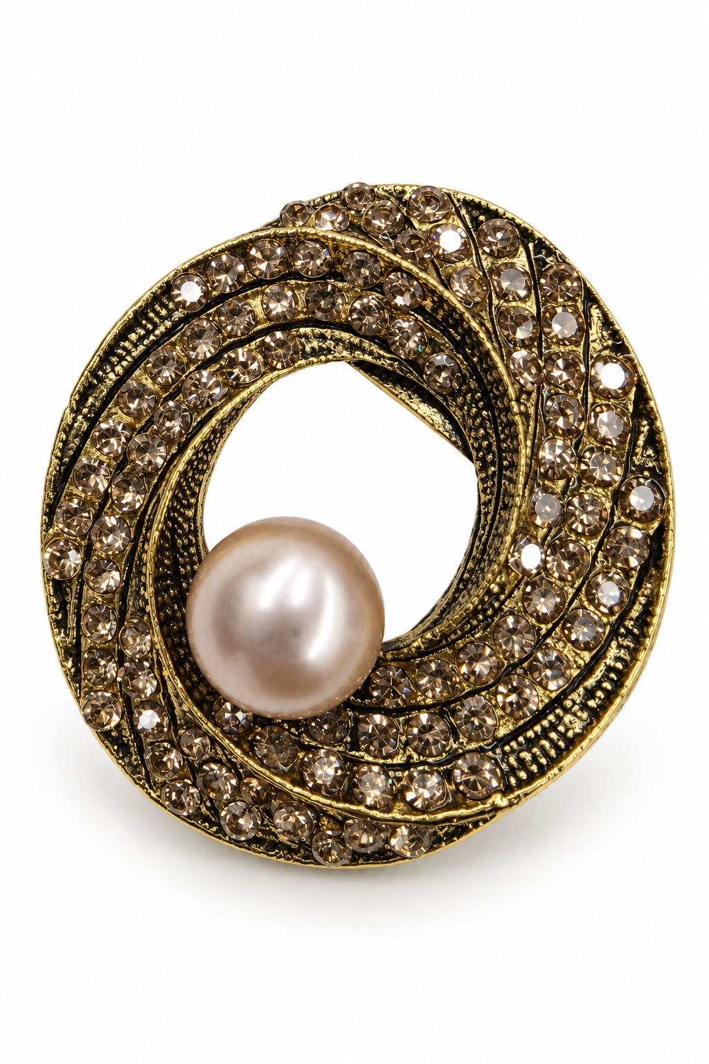 Seraphina Gold Pearl Swirl Brooch