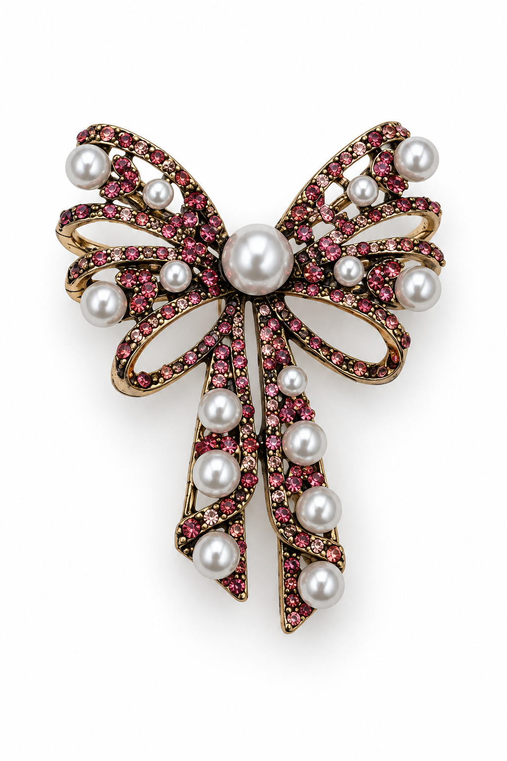 Emmeline Pink Crystal Bow Brooch