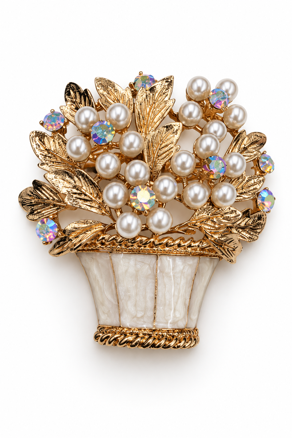Nina Pearl Flower Basket Brooch