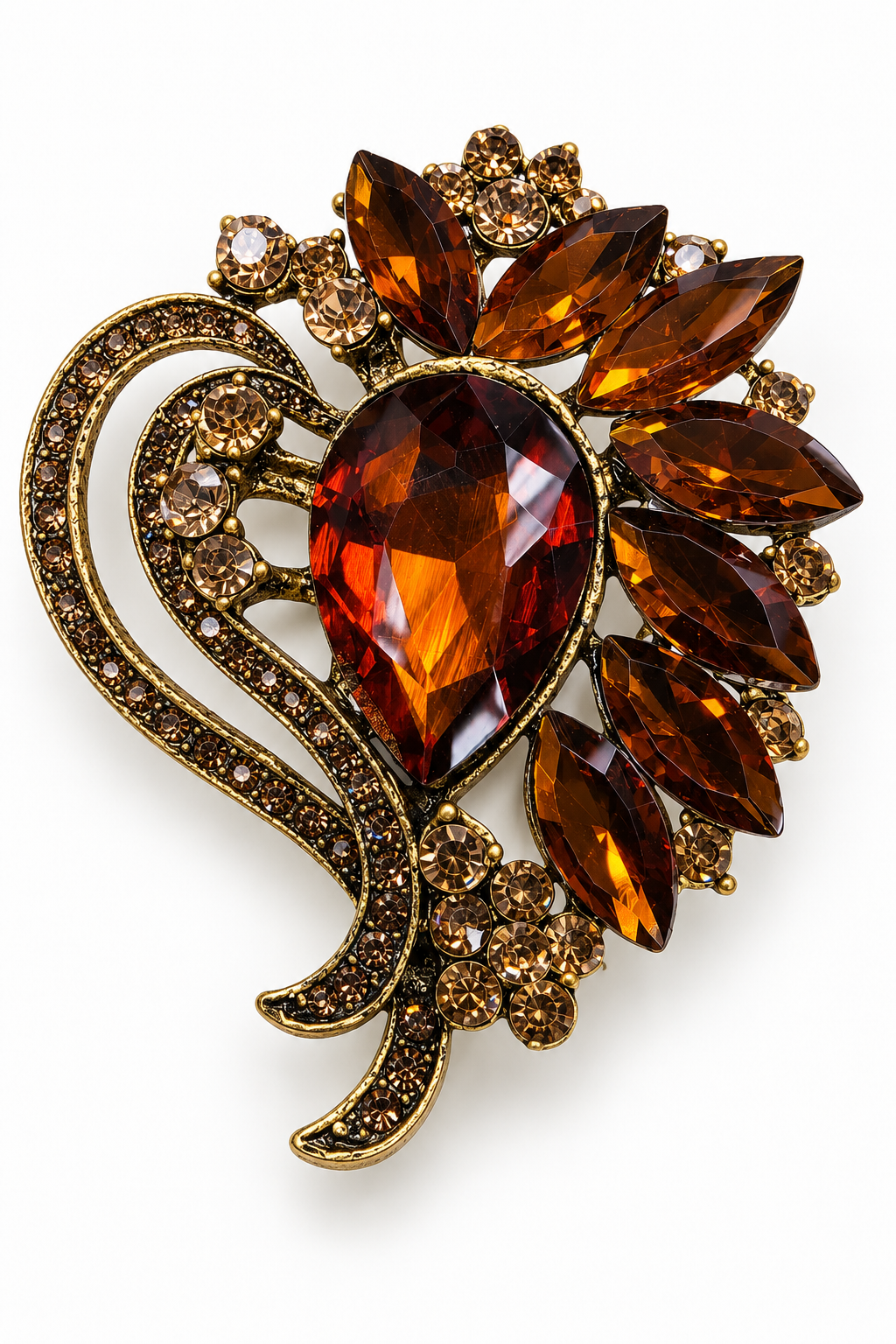 Amber Crystal Brooch