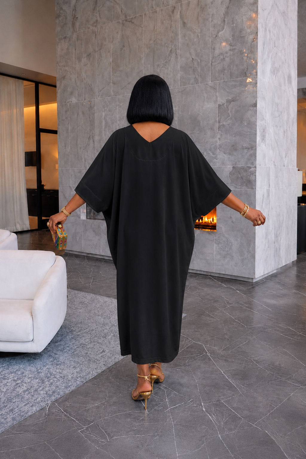 Sisi Patchwork Boubou -Black