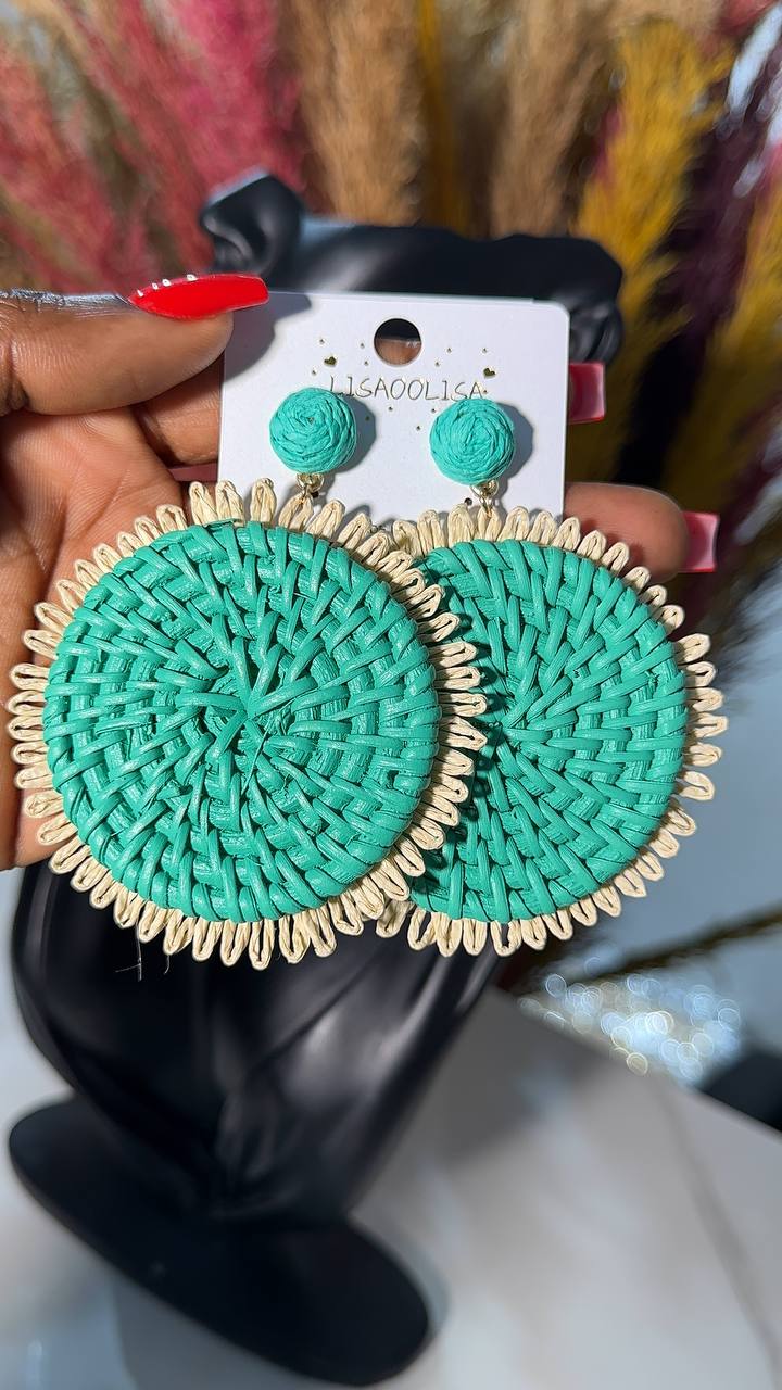 Round Raffia Earrings