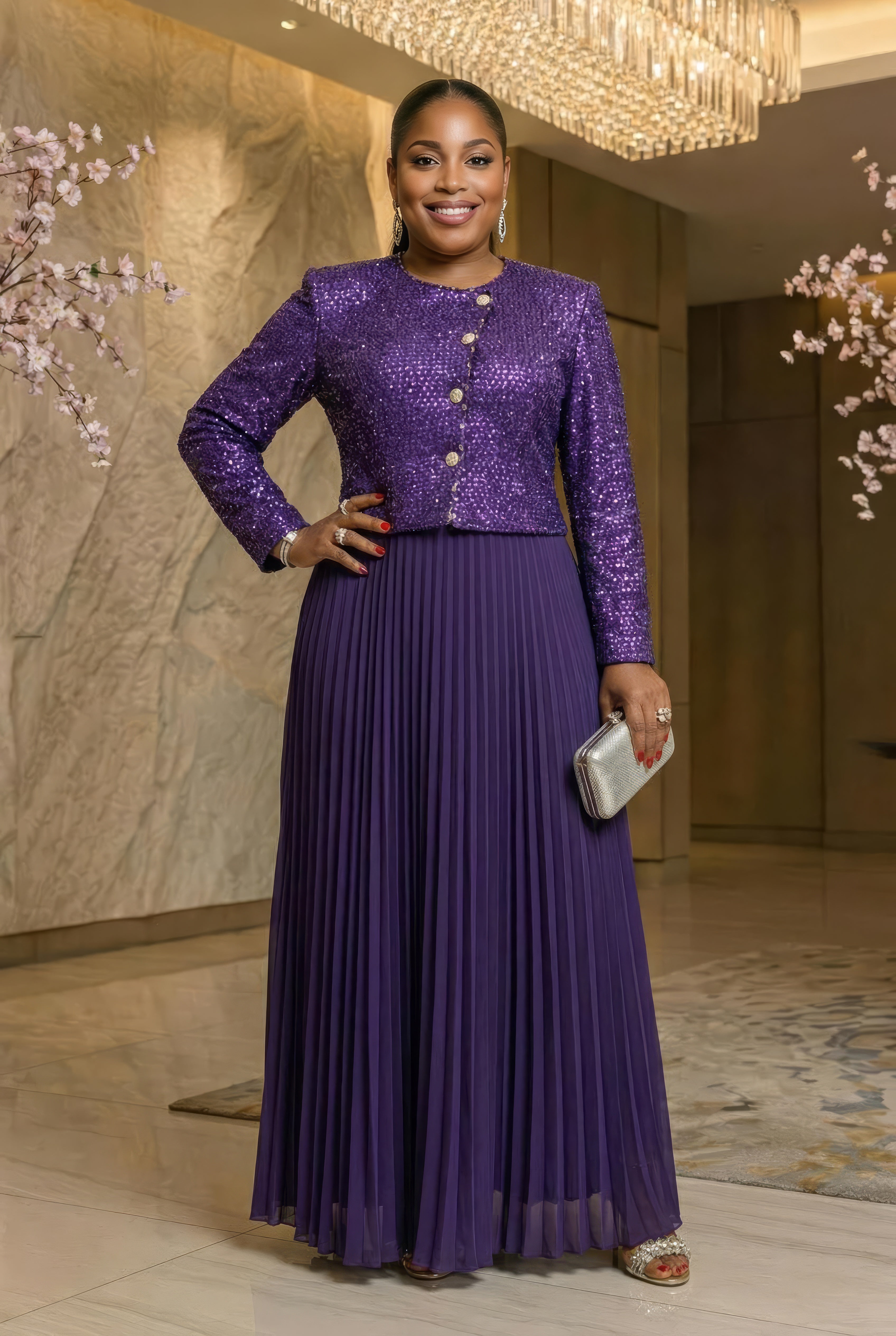 Phoenix Purple Jacket & Dress Set