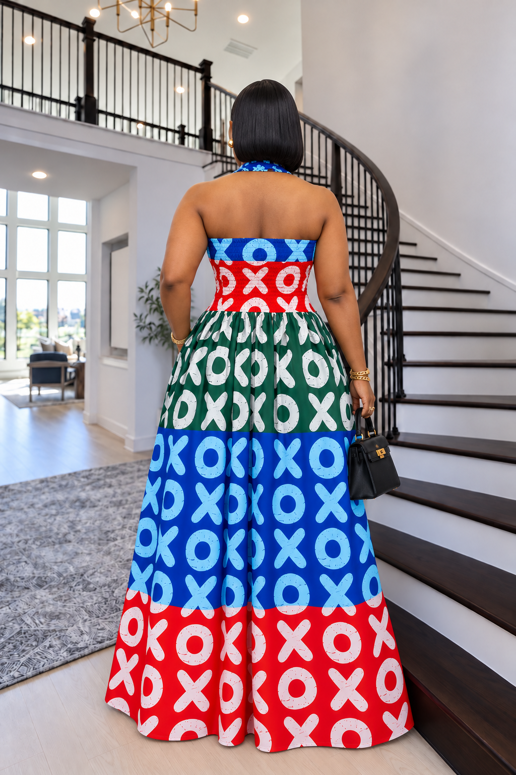 Tara Maxikleid mit Neckholder und afrikanischem Print