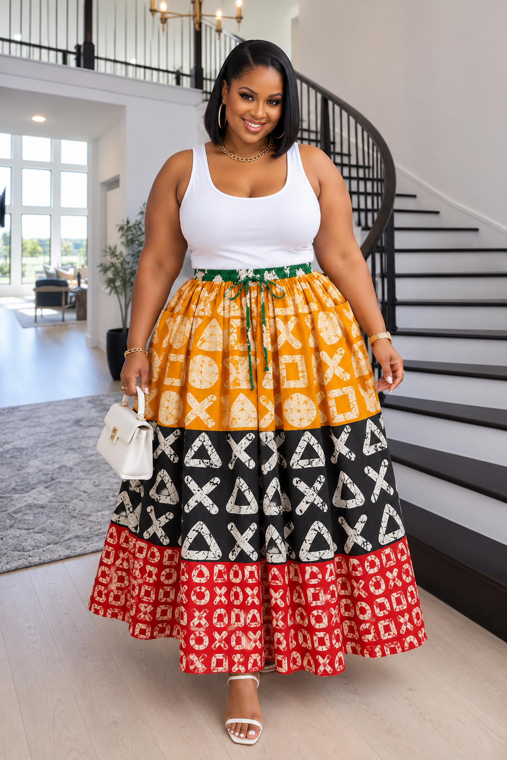 Makena African Print Maxi Skirt